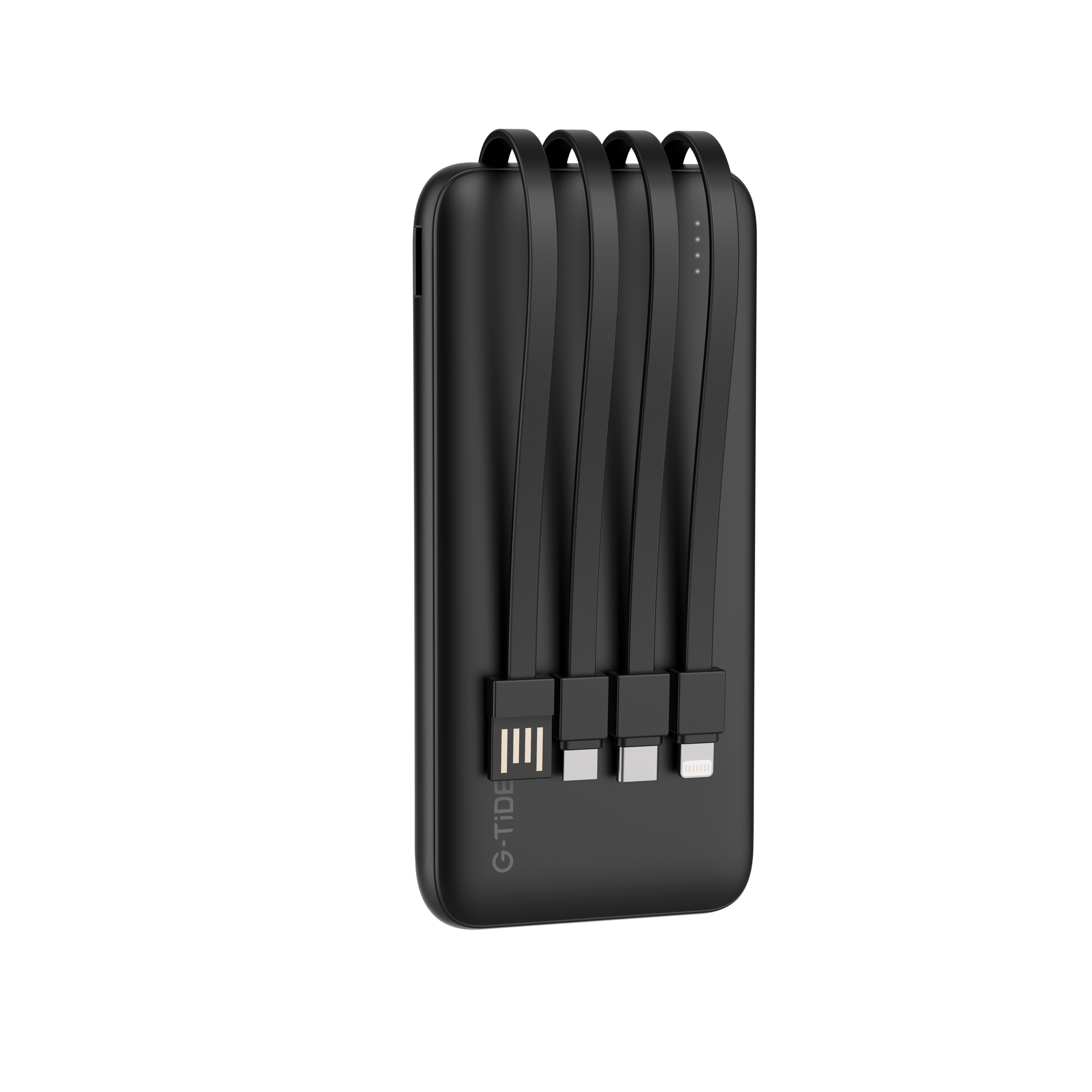 Power Bank G-Tide P1 — 10.000 mAh | 4 Cables Integrados USB, Micro USB, Tipo-C y Lightning