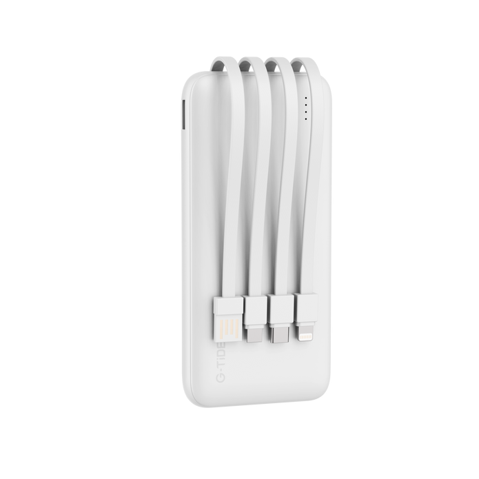 Power Bank G-Tide P1 — 10.000 mAh | 4 Cables Integrados USB, Micro USB, Tipo-C y Lightning