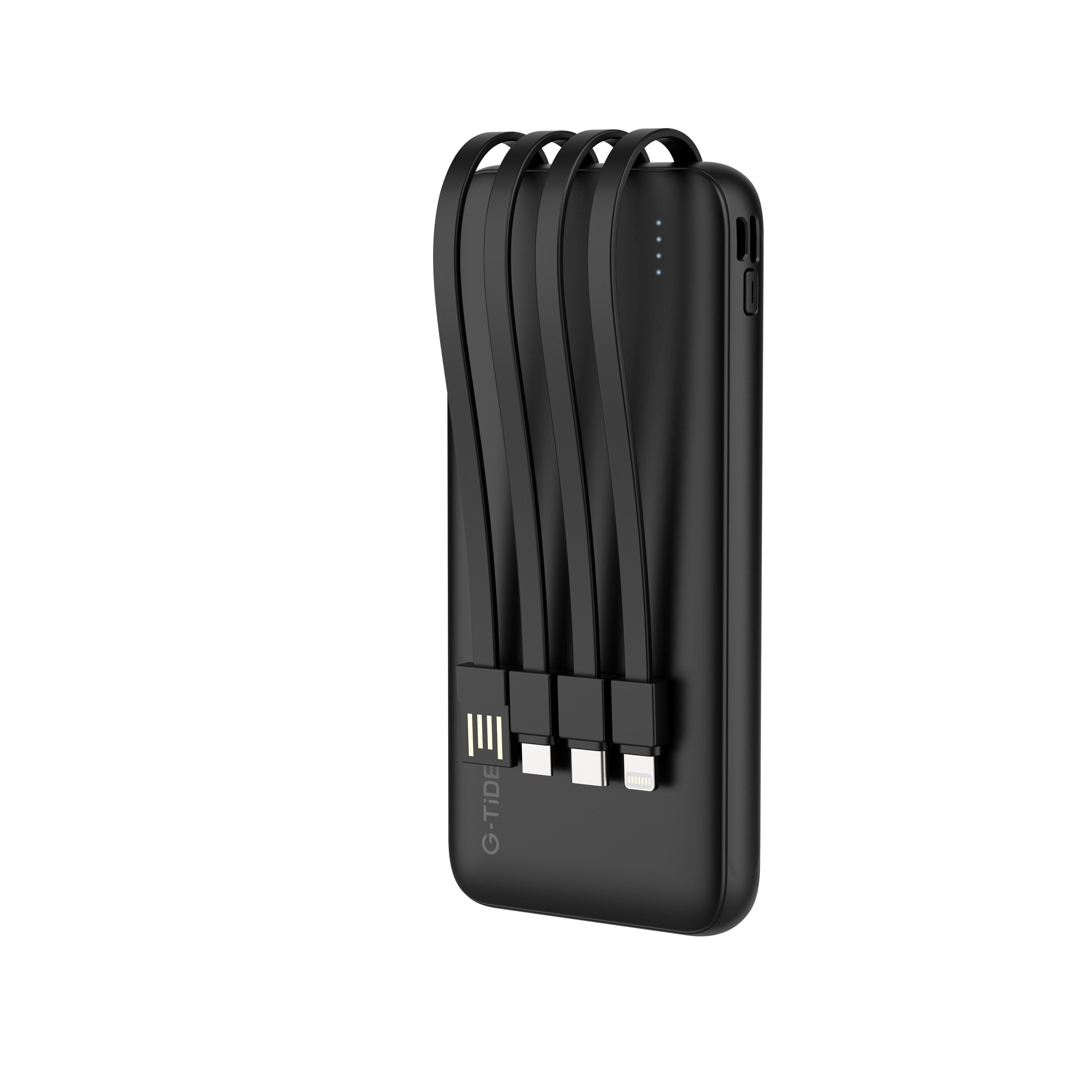 Power Bank G-Tide P1 — 10.000 mAh | 4 Cables Integrados USB, Micro USB, Tipo-C y Lightning