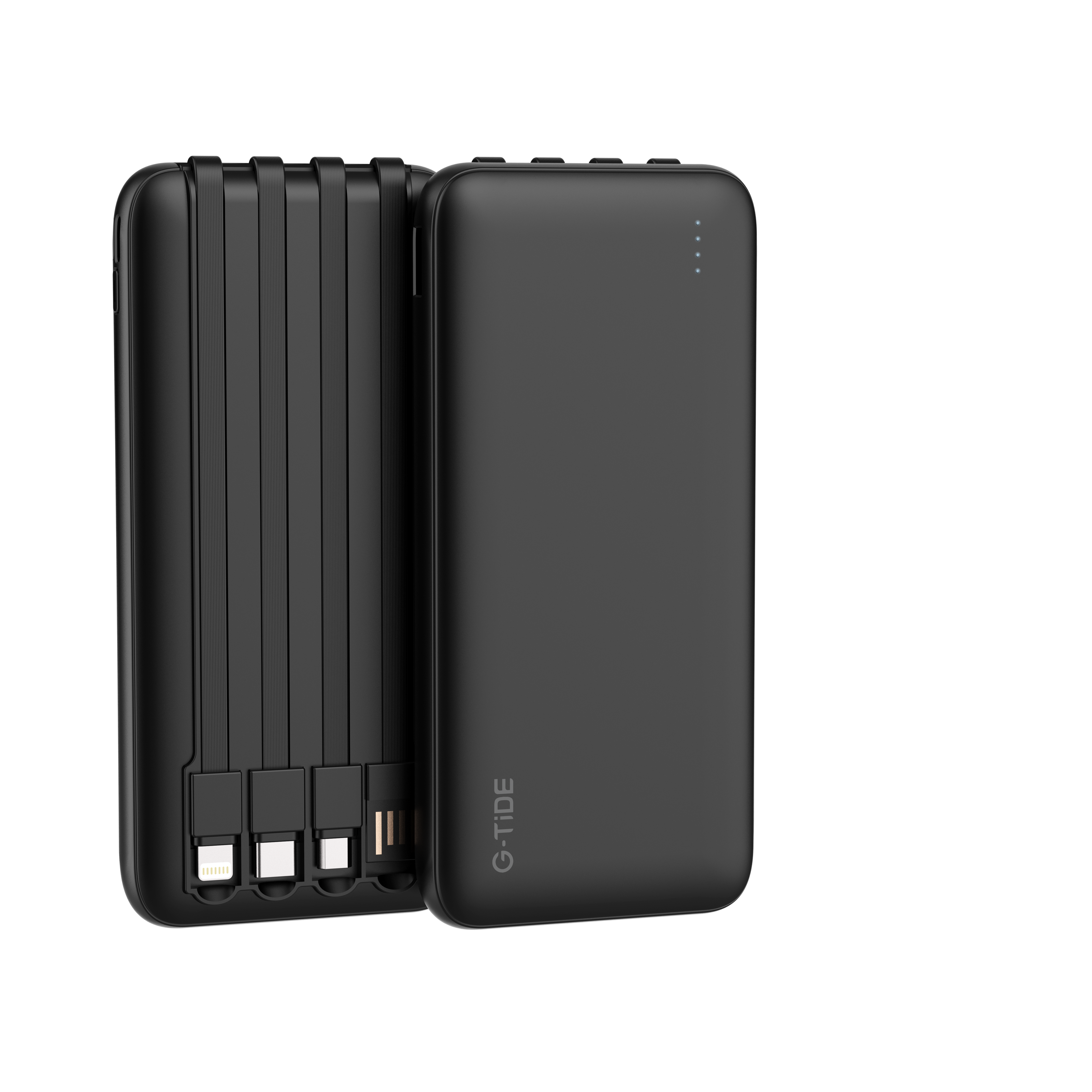 Power Bank G-Tide P1 — 10.000 mAh | 4 Cables Integrados USB, Micro USB, Tipo-C y Lightning