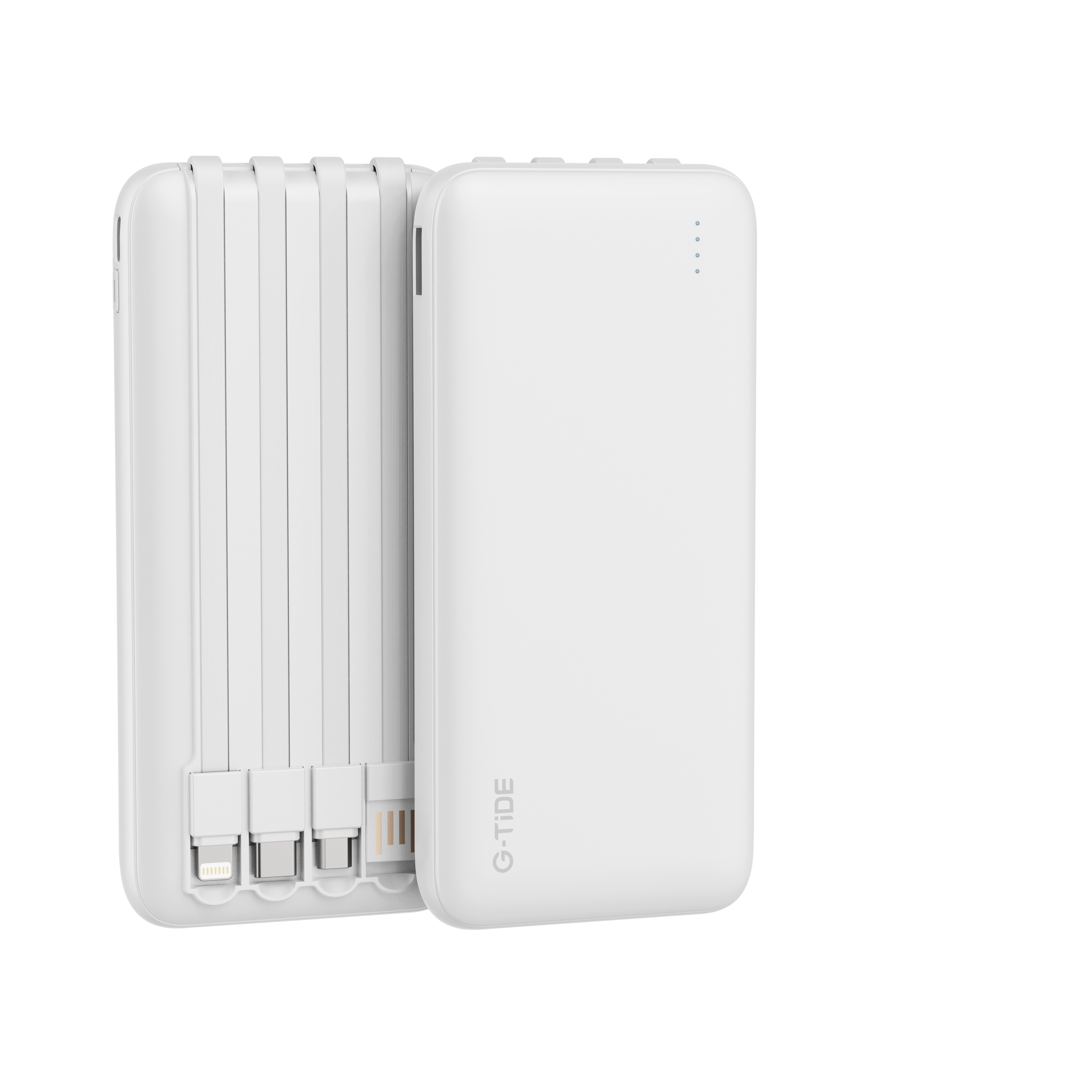 Power Bank G-Tide P1 — 10.000 mAh | 4 Cables Integrados USB, Micro USB, Tipo-C y Lightning