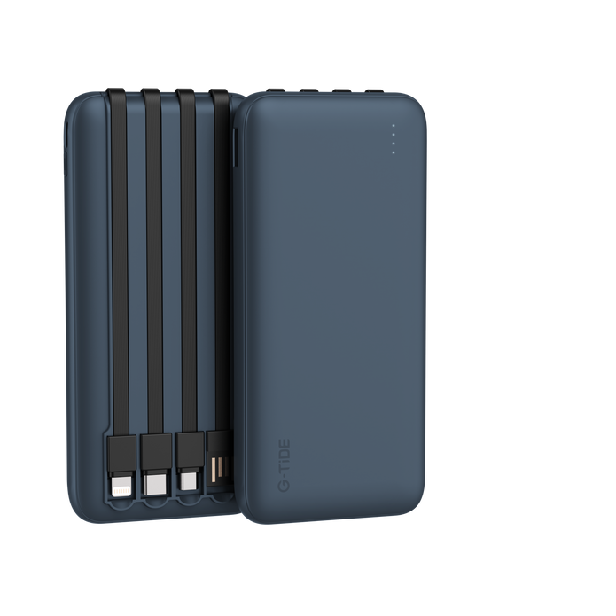 Power Bank G-Tide P1 — 10.000 mAh | 4 Cables Integrados USB, Micro USB, Tipo-C y Lightning