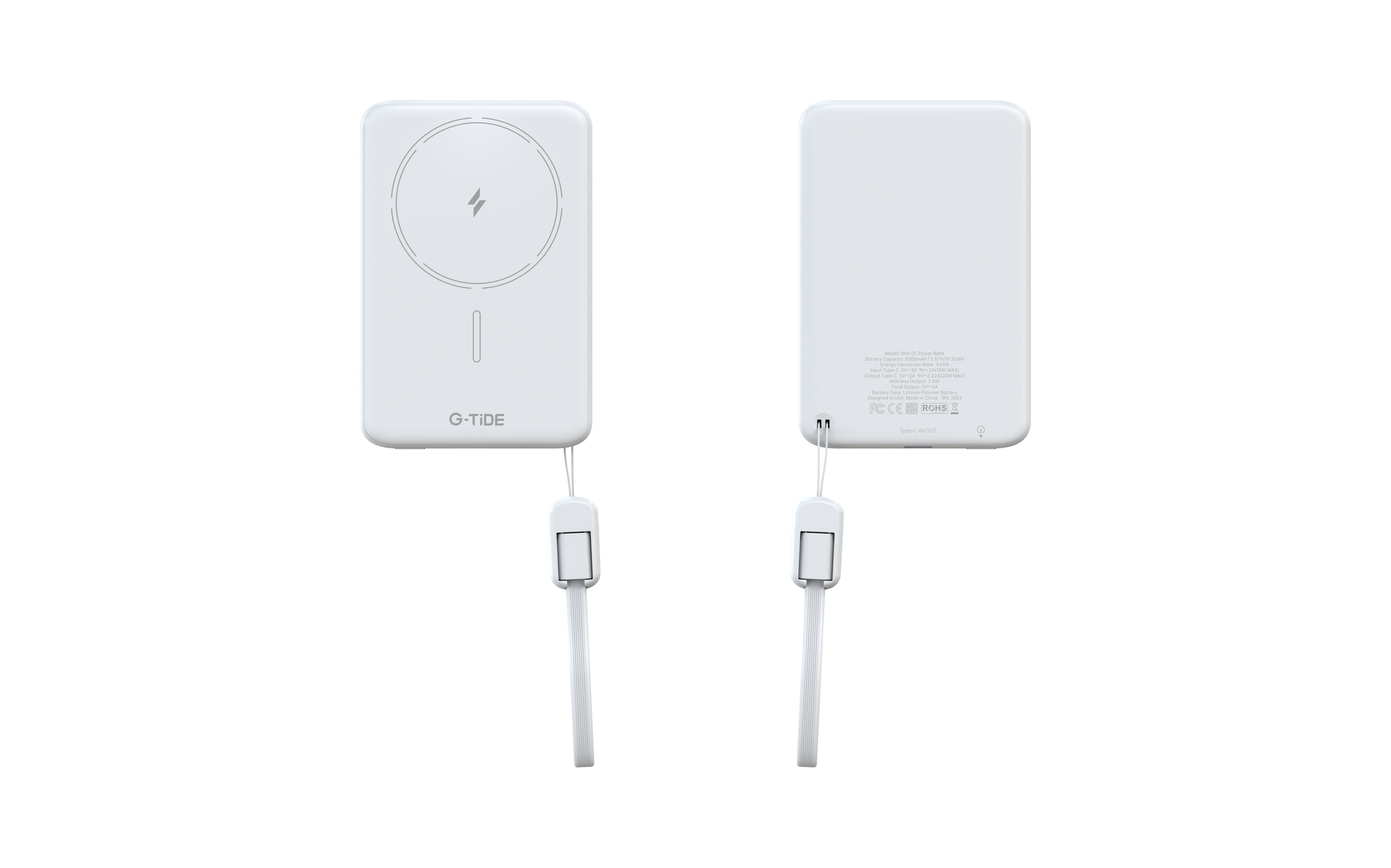 Power Bank G-Tide Slim 01 — 5.000 mAh | Ultra Delgada con Carga Inalámbrica 20W + USB-C