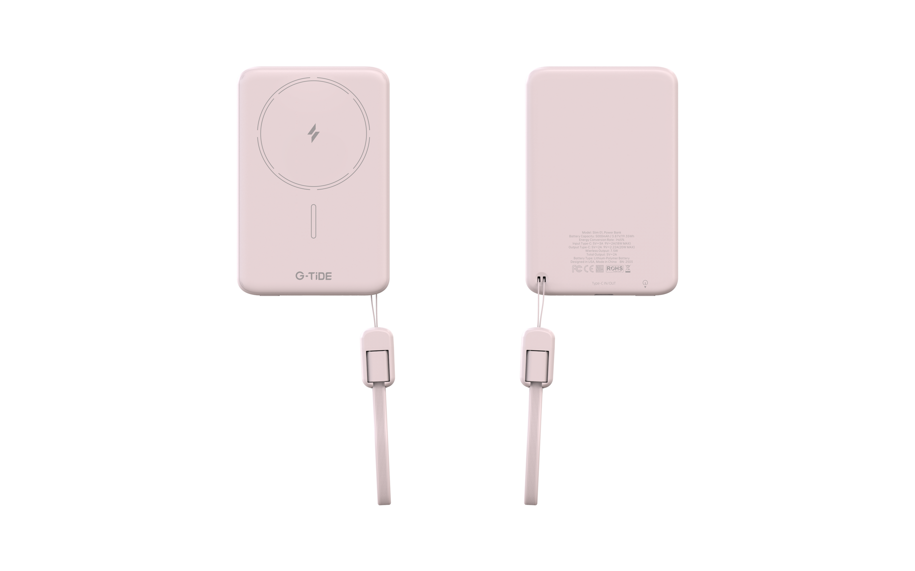 Power Bank G-Tide Slim 01 — 5.000 mAh | Ultra Delgada con Carga Inalámbrica 20W + USB-C