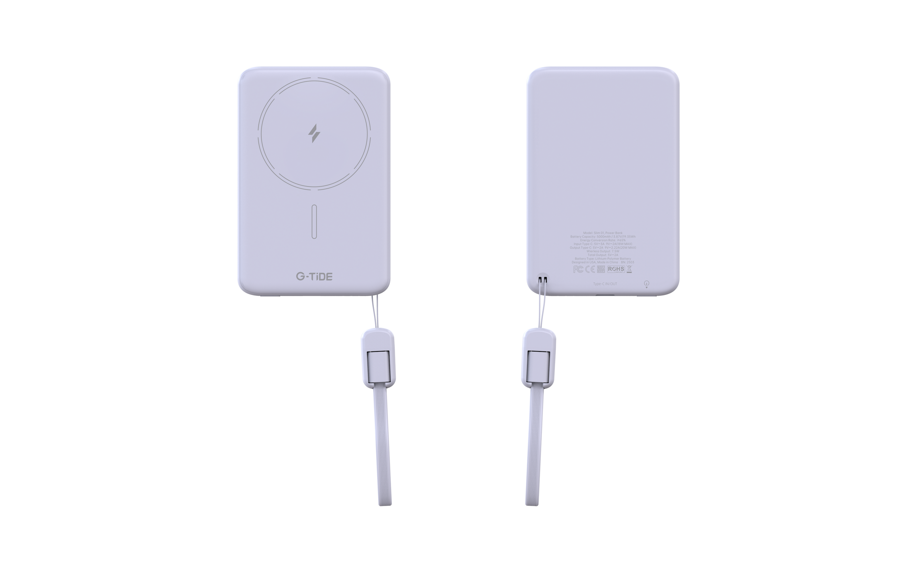 Power Bank G-Tide Slim 01 — 5.000 mAh | Ultra Delgada con Carga Inalámbrica 20W + USB-C