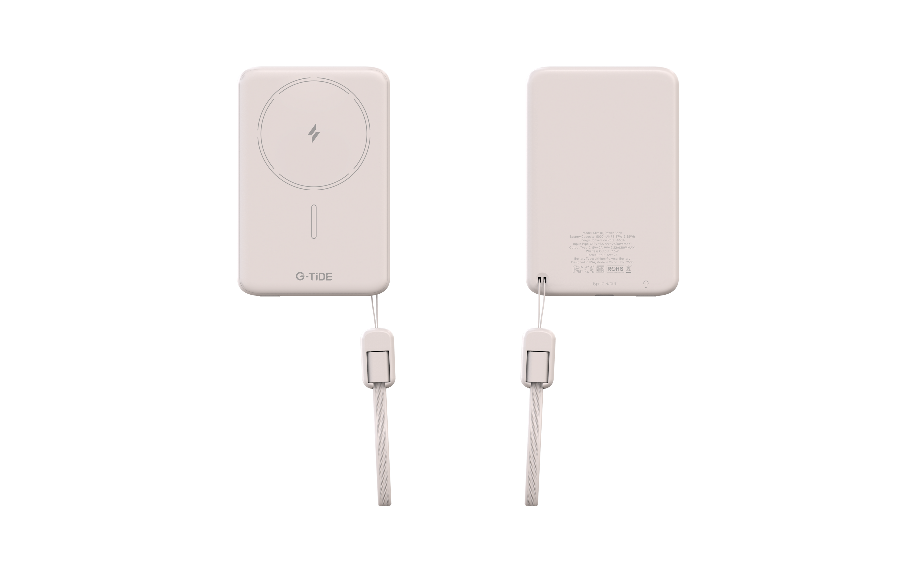Power Bank G-Tide Slim 01 — 5.000 mAh | Ultra Delgada con Carga Inalámbrica 20W + USB-C
