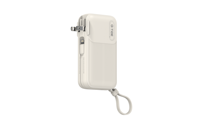Power Bank G-Tide Traveler 1 — 10.000 mAh | Carga Rápida 22.5W + Cables USB-C y Lightning + Enchufe Integrado