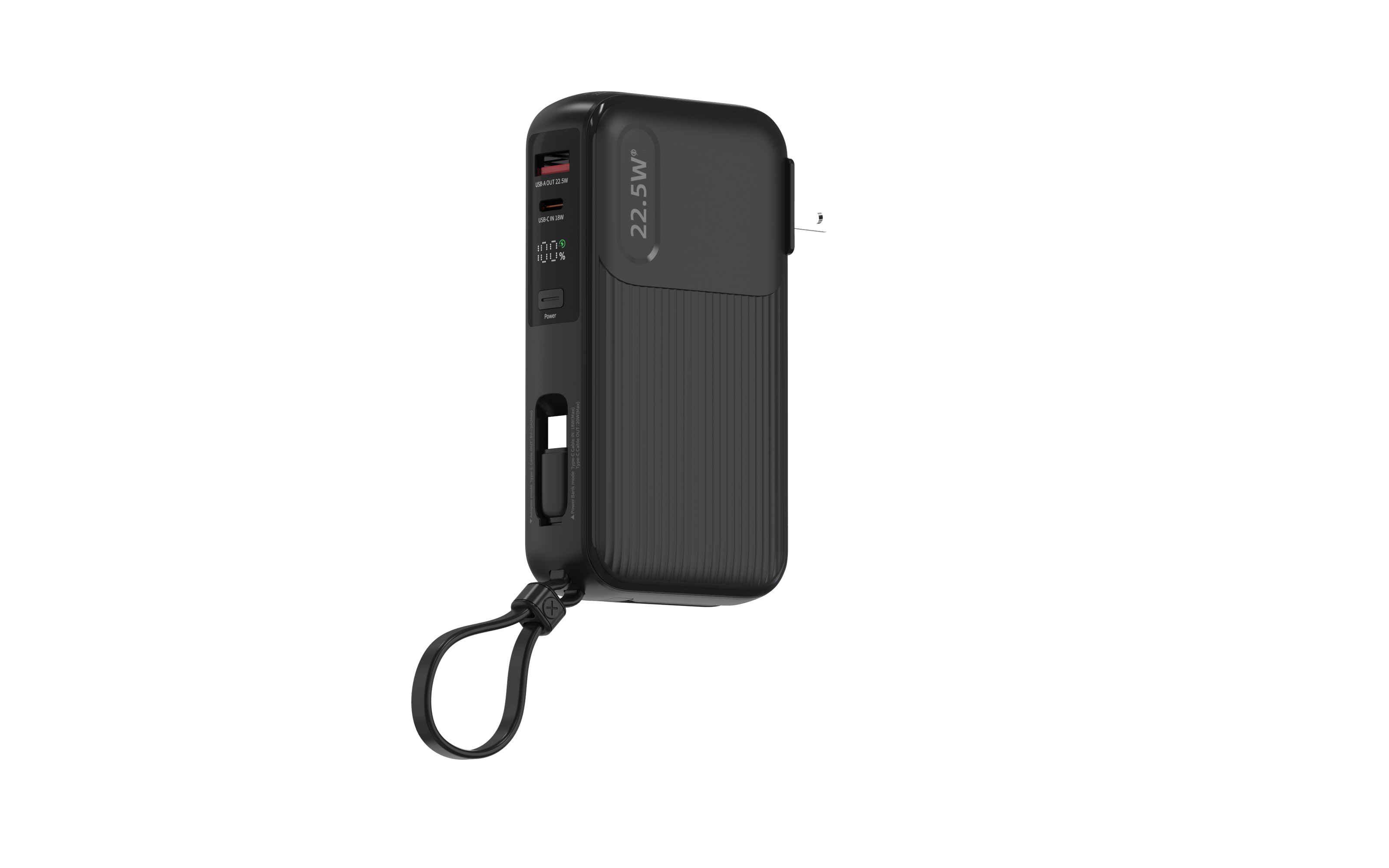 Power Bank G-Tide Traveler 1 — 10.000 mAh | Carga Rápida 22.5W + Cables USB-C y Lightning + Enchufe Integrado