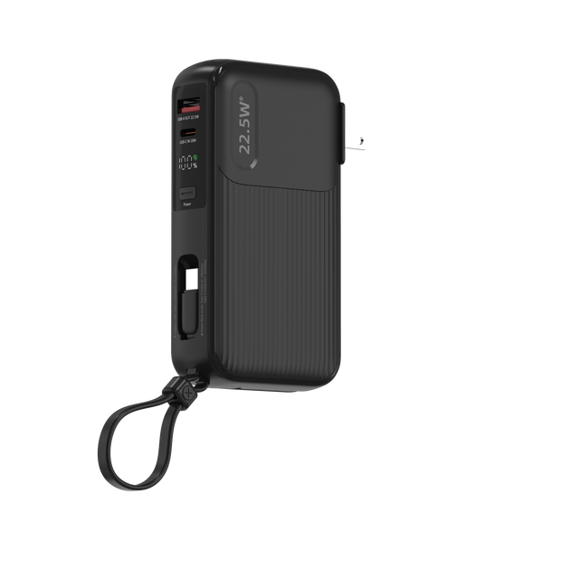 Power Bank G-Tide Traveler 1 — 10.000 mAh | Carga Rápida 22.5W + Cables USB-C y Lightning + Enchufe Integrado