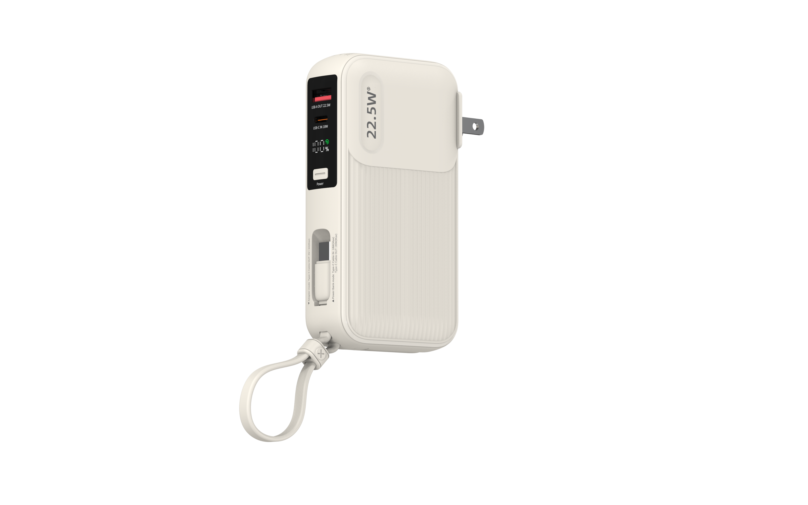 Power Bank G-Tide Traveler 1 — 10.000 mAh | Carga Rápida 22.5W + Cables USB-C y Lightning + Enchufe Integrado