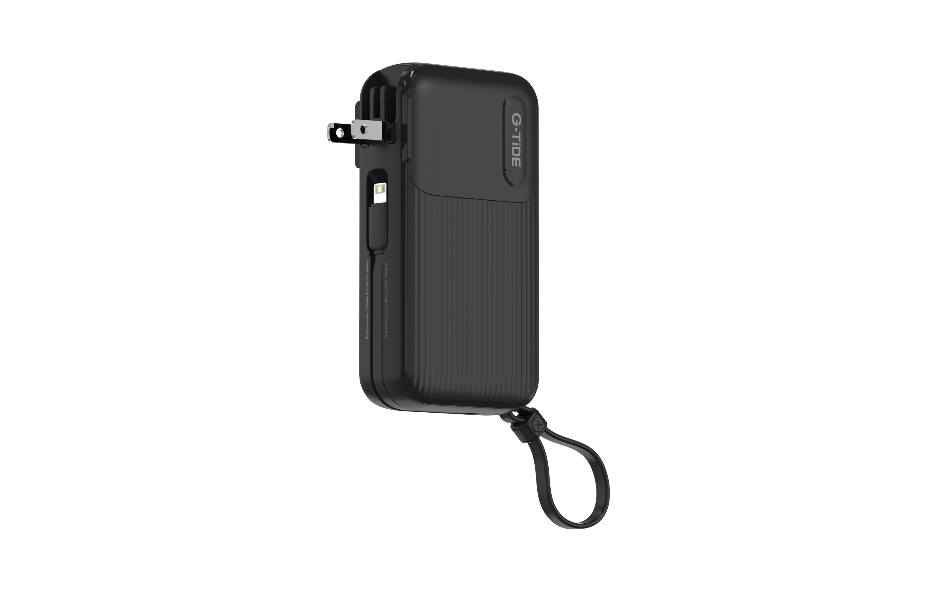 Power Bank G-Tide Traveler 1 — 10.000 mAh | Carga Rápida 22.5W + Cables USB-C y Lightning + Enchufe Integrado
