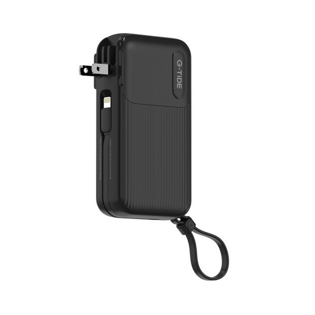 Power Bank G-Tide Traveler 1 — 10.000 mAh | Carga Rápida 22.5W + Cables USB-C y Lightning + Enchufe Integrado