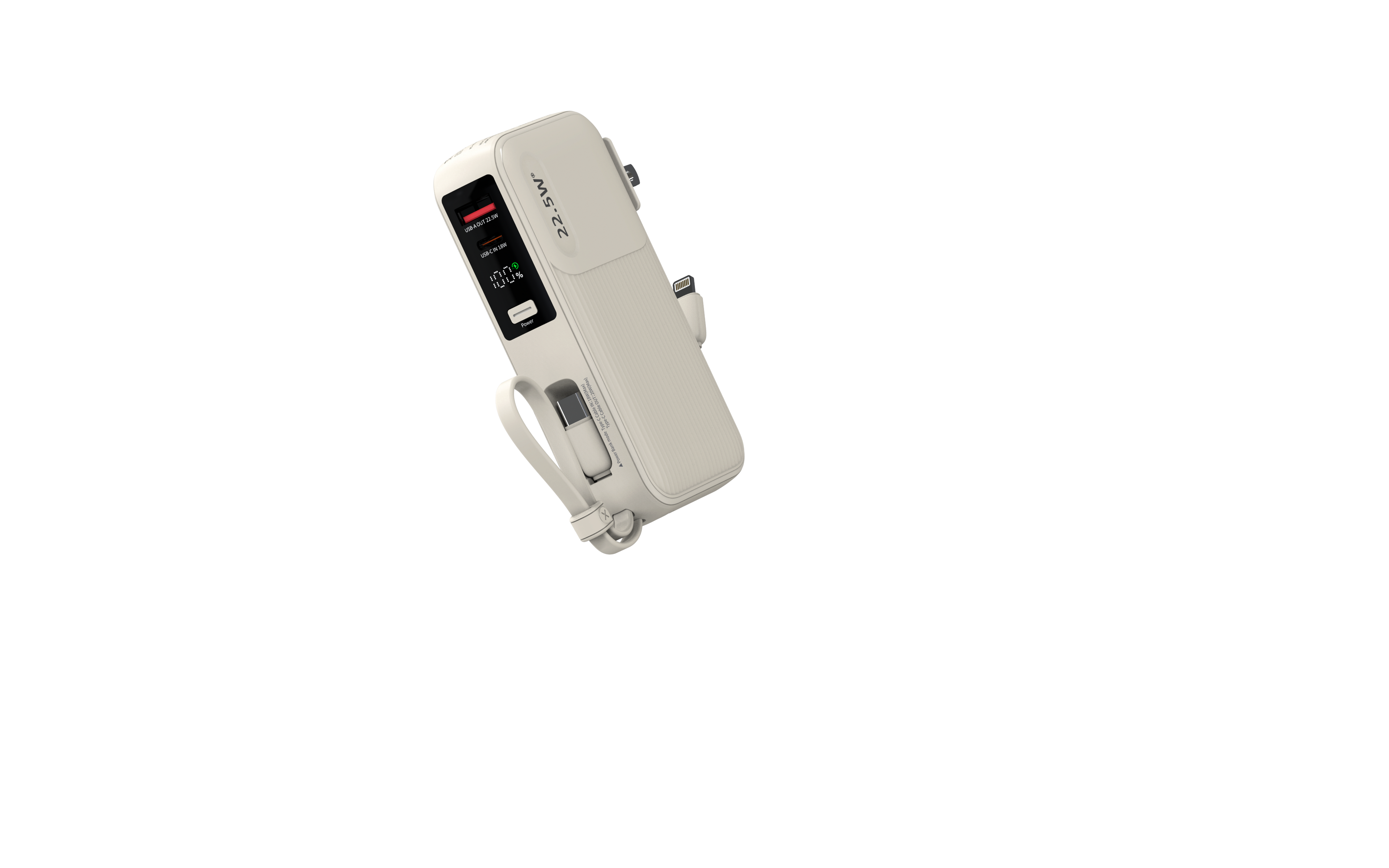 Power Bank G-Tide Traveler 1 — 10.000 mAh | Carga Rápida 22.5W + Cables USB-C y Lightning + Enchufe Integrado