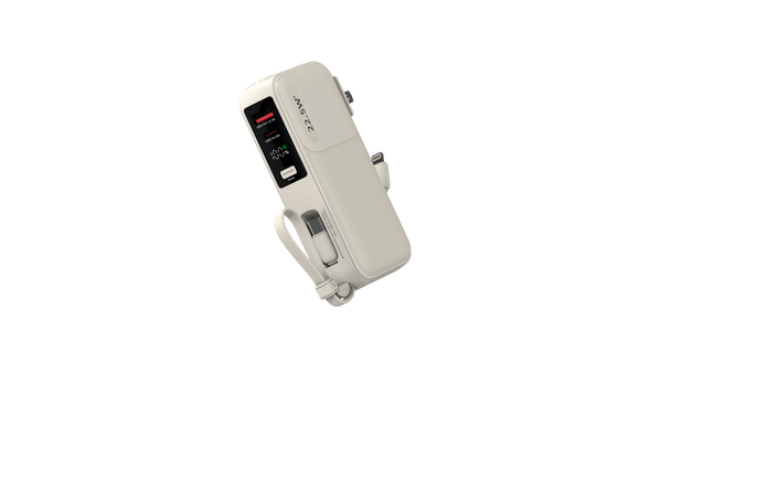 Power Bank G-Tide Traveler 1 — 10.000 mAh | Carga Rápida 22.5W + Cables USB-C y Lightning + Enchufe Integrado