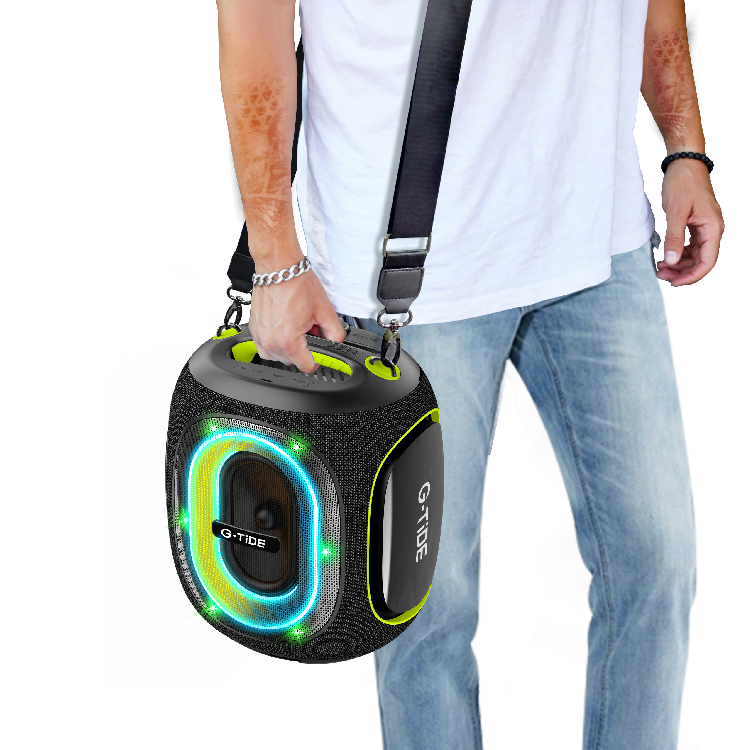 Parlante Bluetooth ThunderBass Max G-TiDE Potente 9000mAh Luces RGB BT 5.3