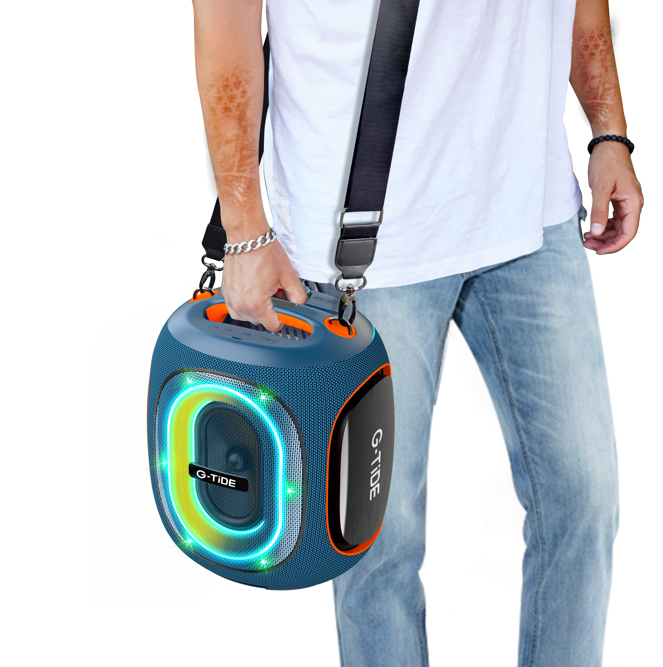 Parlante Bluetooth ThunderBass Max G-TiDE Potente 9000mAh Luces RGB BT 5.3