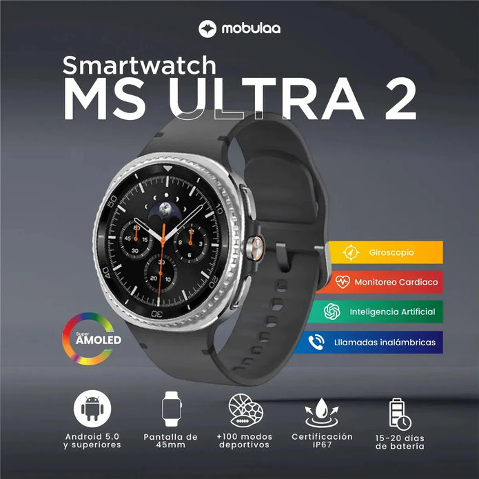 Smartwatch Mobulaa Ms Ultra 2 Pantalla Amoled Hd Ai Ip67