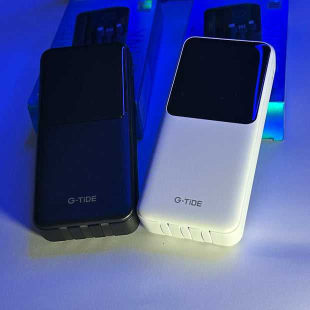 Power Bank G-Tide Easy 2 — 20.000 mAh | Carga Rápida 22.5W + Cables USB-C y Lightning Integrados