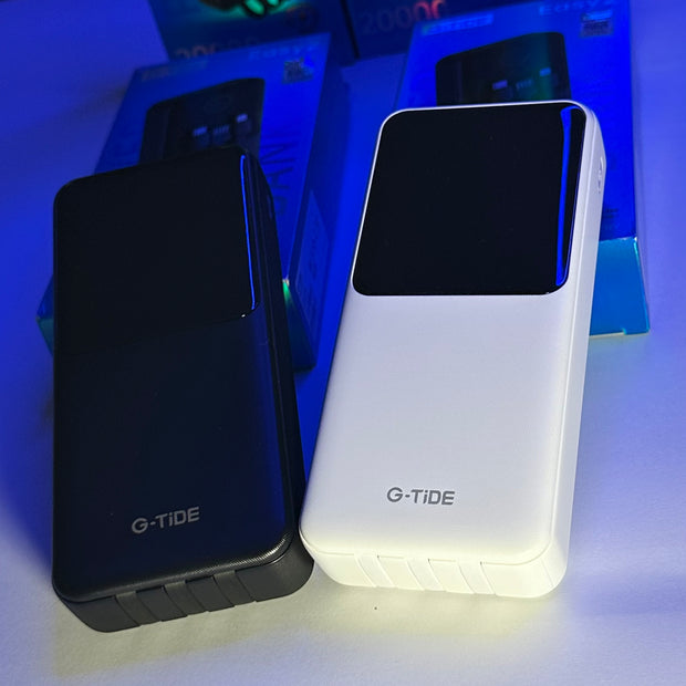 Power Bank G-Tide Easy 2 — 20.000 mAh | Carga Rápida 22.5W + Cables USB-C y Lightning Integrados