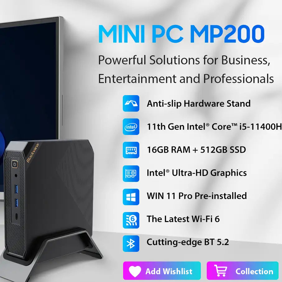 Mini PC Negro MP200 Blackview Hasta 4.50 GHz Bluetooth