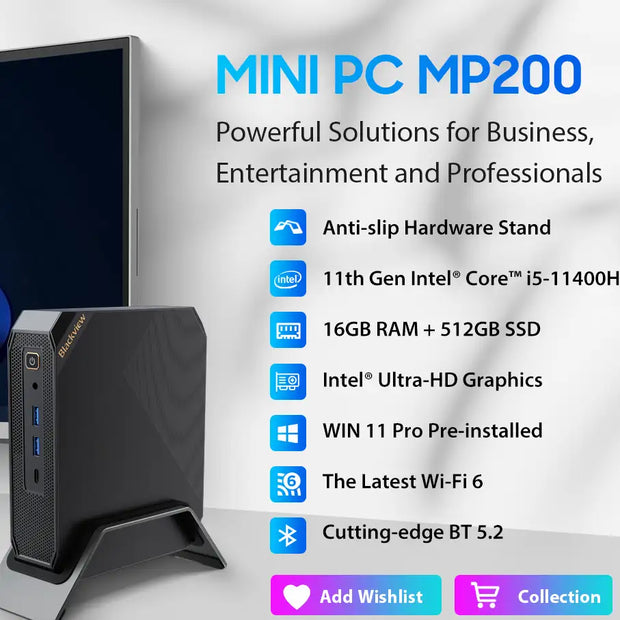 Mini PC Negro MP200 Blackview Hasta 4.50 GHz Bluetooth