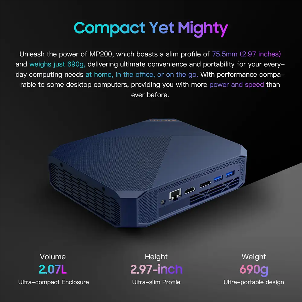 Mini PC Negro MP200 Blackview Hasta 4.50 GHz Bluetooth