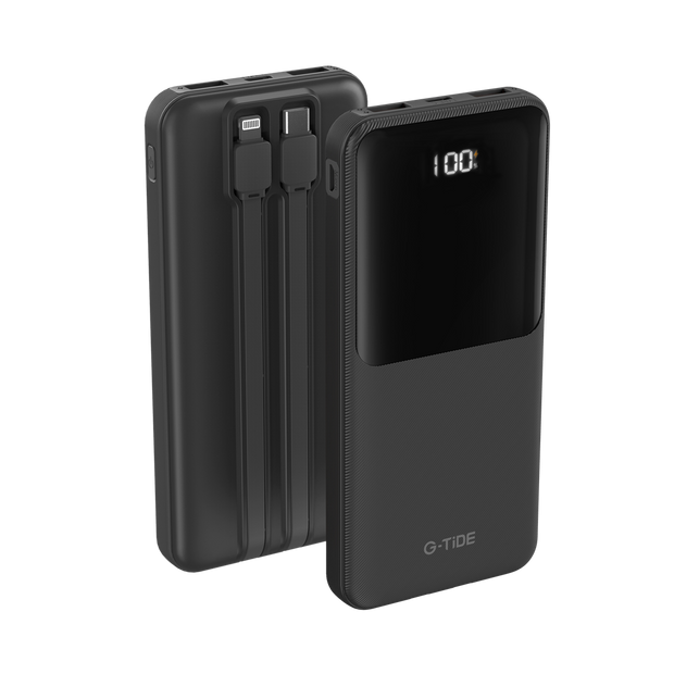 Power Bank G-Tide Easy 2 — 20.000 mAh | Carga Rápida 22.5W + Cables USB-C y Lightning Integrados