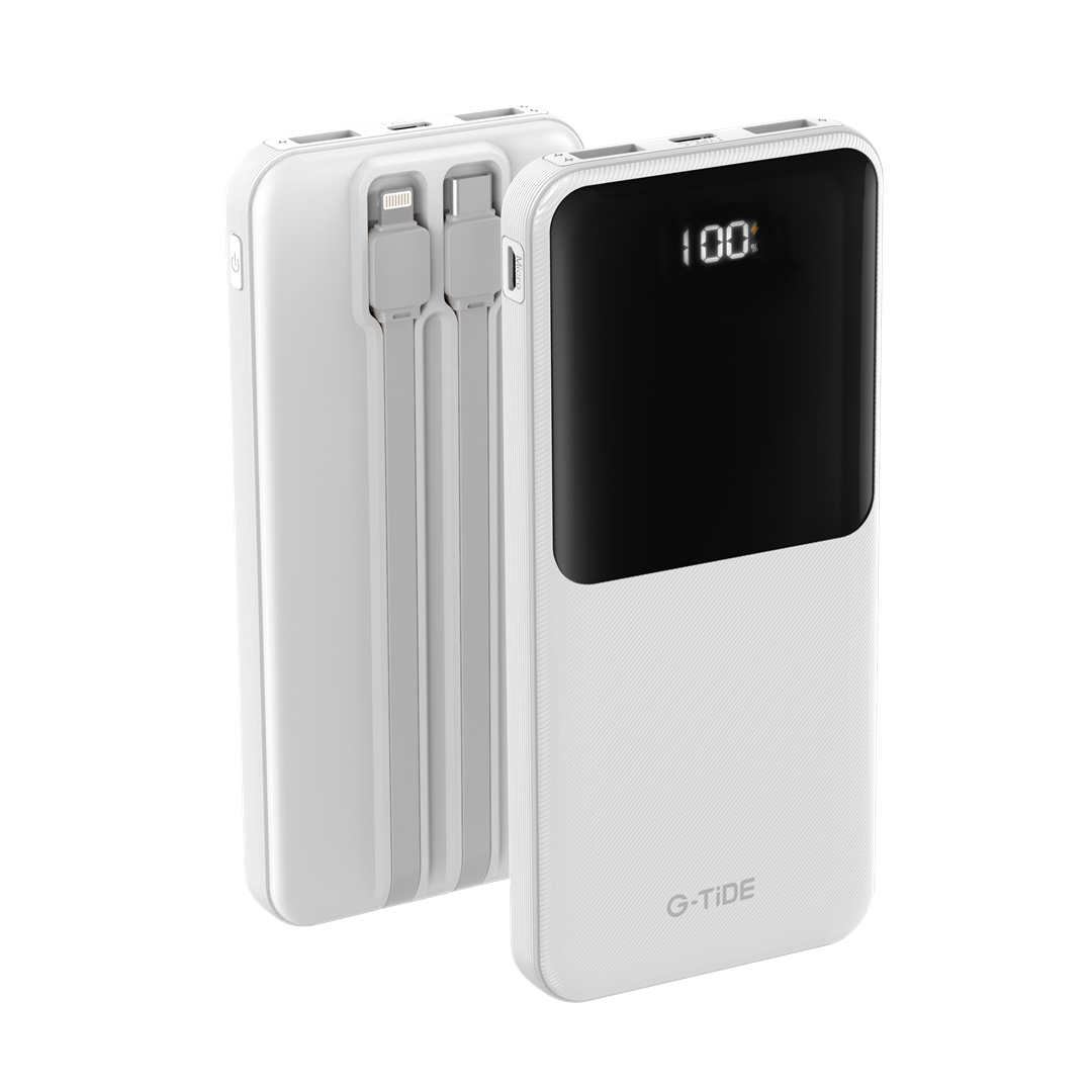Power Bank G-Tide Easy 2 — 20.000 mAh | Carga Rápida 22.5W + Cables USB-C y Lightning Integrados