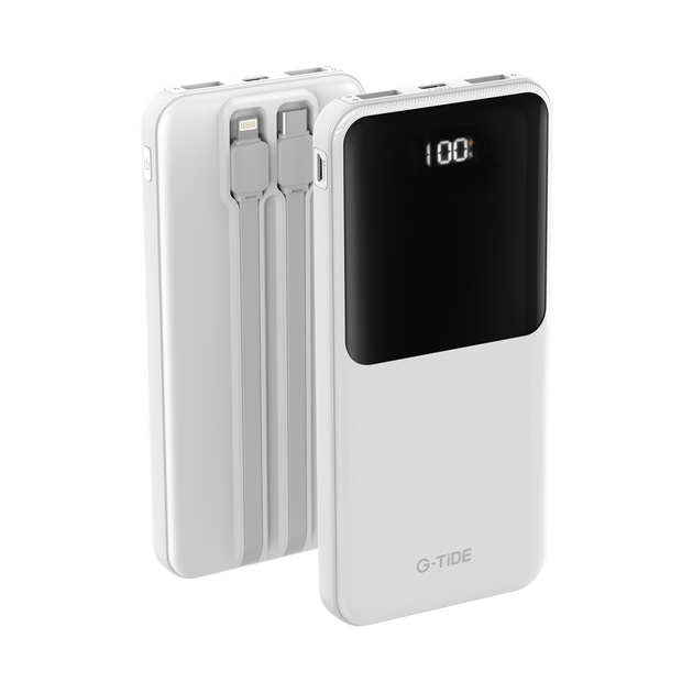 Power Bank G-Tide Easy 2 — 20.000 mAh | Carga Rápida 22.5W + Cables USB-C y Lightning Integrados